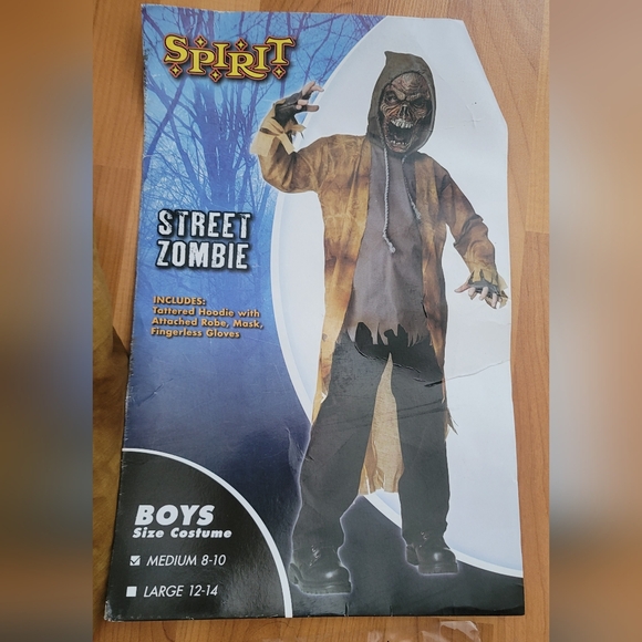 Spirit Other - Street Zombie Costume Kids Halloween Scary Monster Boys Size 8-10 Mask, Robe